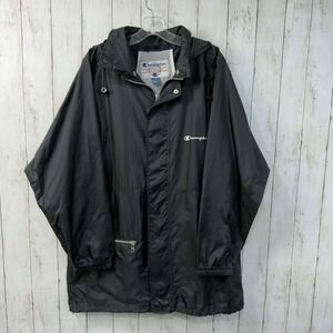 Champion Men's Black Hooded Windbreaker Jacket Zip Front Lightweight Size M